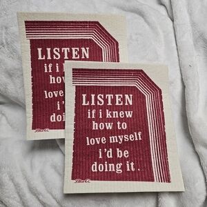 Blue Q If I Knew How To Love Myself Swedish Dish Clothes NWOT